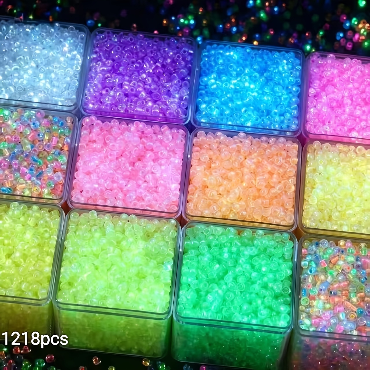 TEMU 1218pcs 3mm High-quality Luminous Glass Seed Beads Loose Beads - Arts, Crafts & Sewing Supplies > Diy Beading & Jewelry Making Supplies >