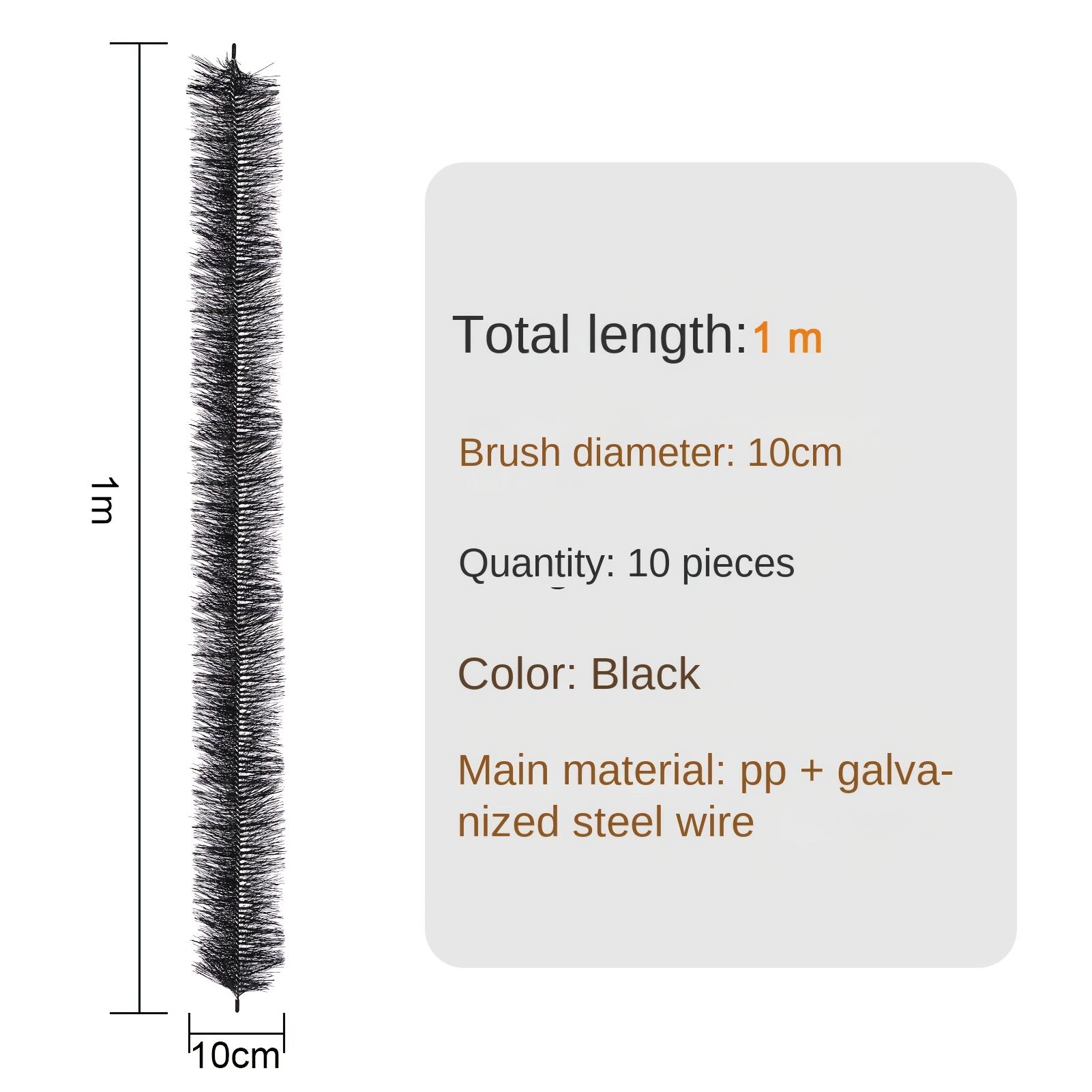 Image of Gutter Brush, 1m Length10cm/12cm/15cm Diameter Gutter Cleaning Tools, Ground-level Gutter Brush Leaf Guard, Easily Clear Roof Leaves And , 10pcs