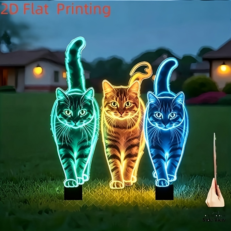 TEMU 2d Flat - 【2d Flat】 2d Flat - [2d Flat] 2d Flat 2d Plane Acrylic Material 1pc 3 Garden Decoration Ground Plug, Outdoor Courtyard Garden Lawn