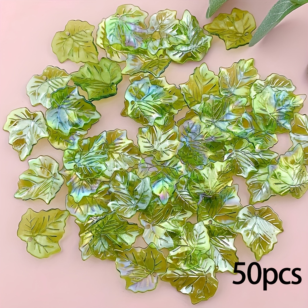 50pcs Plastic Leaf Pendant For Jewelry Making Diy Handmade Bracelet Earrings Key Chain Beads Accessories
