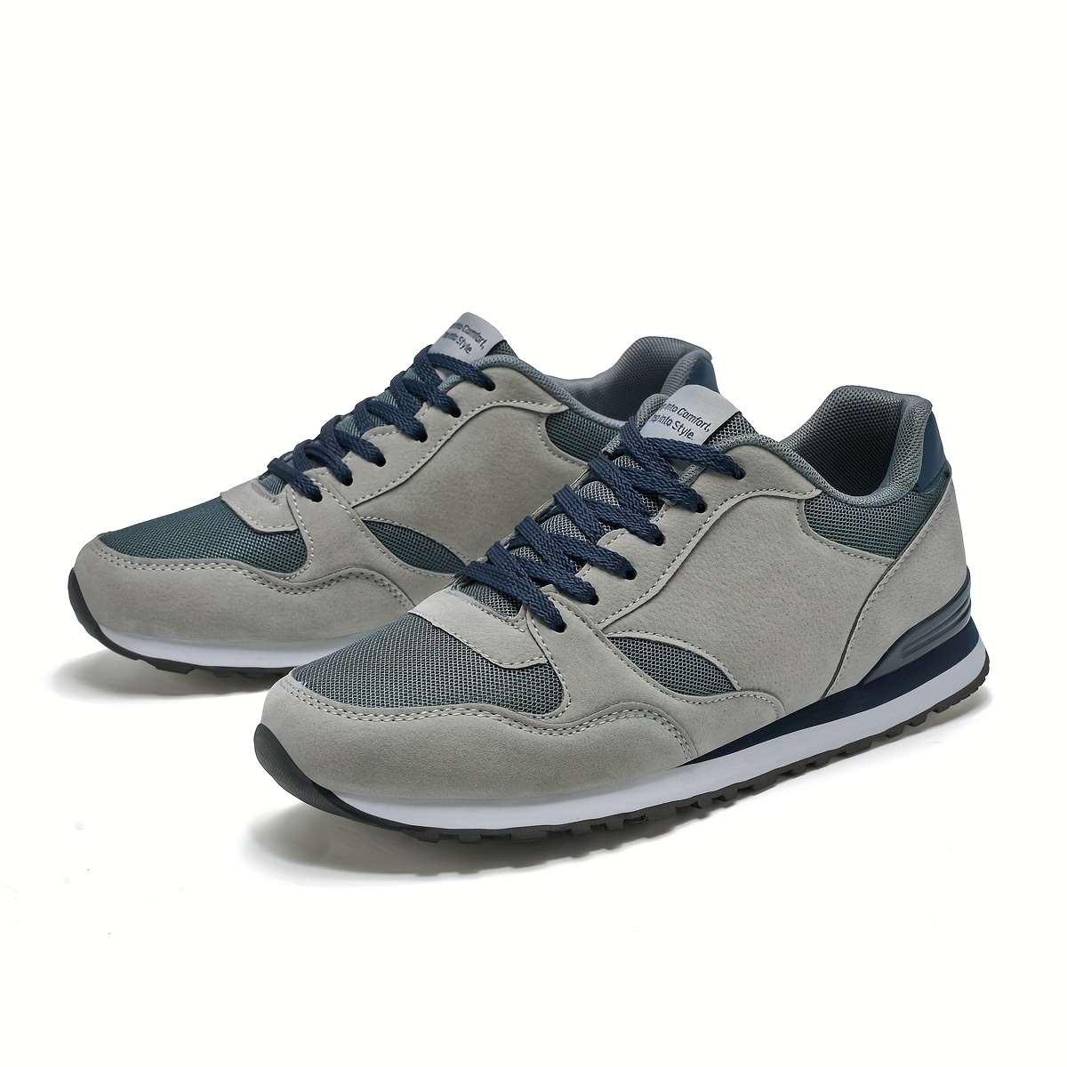 Men'S Stylish Low-Top Sneakers - Breathable Mesh, Lace-Up Running Shoes with Stylish Gray and Navy Design, Perfect for Casual and Street Wear, Casual Street Shoes|Minimalist Style|Breathable Upper, Sneakers