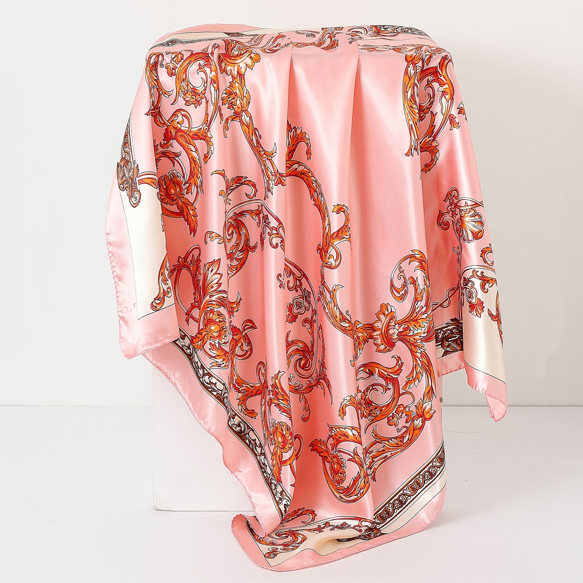 TEMU Mouchoir, foulard, foulard rose imprimé pour femmes, surdimensionné, 35,4 pouces, utilisation multifonctionnelle, toutes