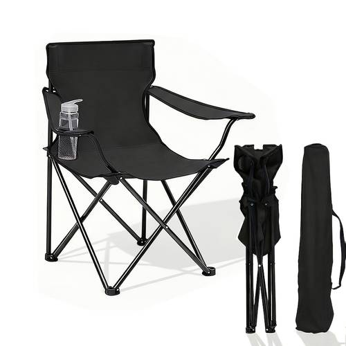 -gartenstuhl, 140 kg tragkraft, stabiler stuhl für den außenbereich mit getränkehalter, 600d oxford-gewebe, für terrasse, balkon, garten – inklusive passender tragetasche (1/2 stk.)