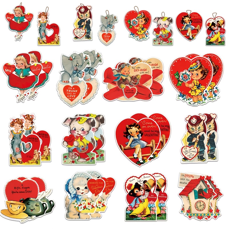 

24pcs Vintage Valentine's Day Garland Set, Romantic Paper Hanging Decorations, No-electricity Needed, Featherless, Couples, Weddings, And Parties