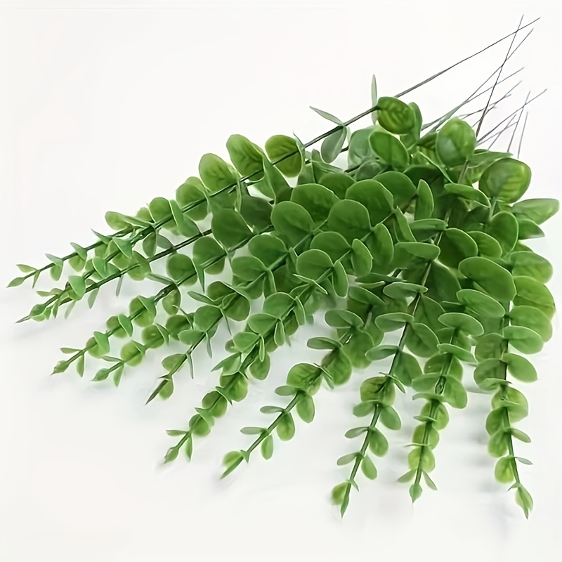 

12pcs Artificial Eucalyptus Leaves Stems, 15-inch Plastic Eucalyptus Flower For Home Decor, Living Room, Bedroom, Holiday, And Housewarming Greenery Decorations