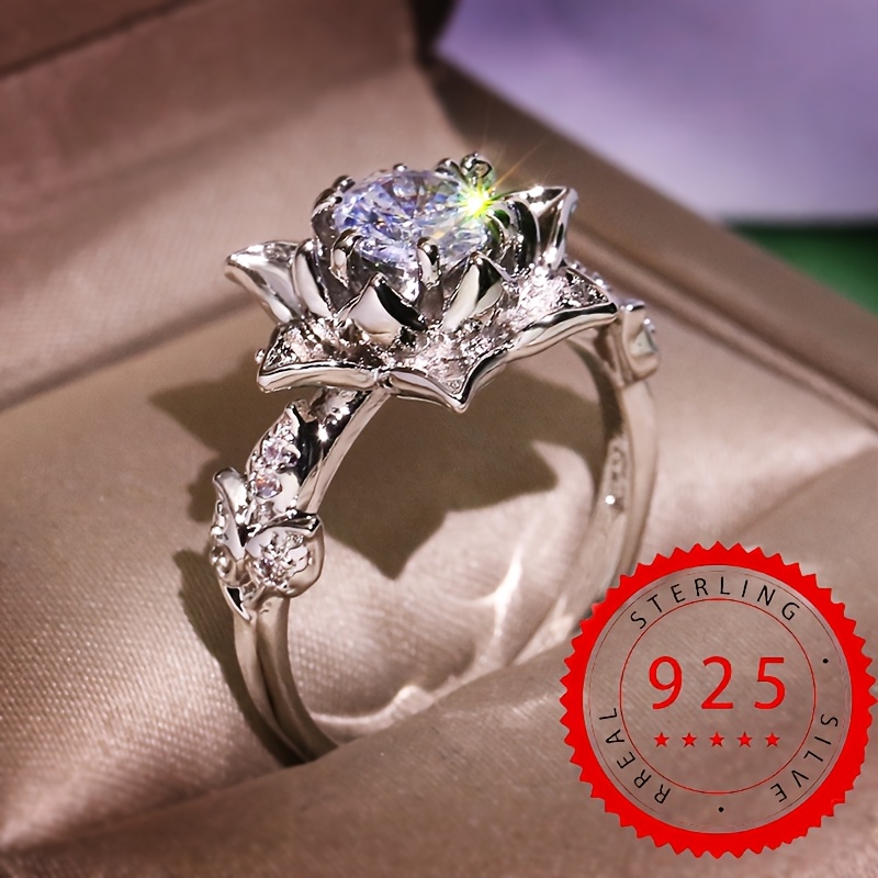 Image of 1pc S925 925 Silver Exquisite Design Ring Inlaid With Synthetic Synthetic Synthetic Zircon​​ Men's And Women's High-quality Jewelry For Holiday Party Wear