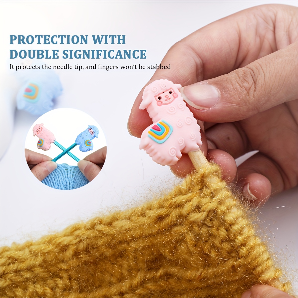 White Sheep Knitting Needle Point Protectors Needle Holder(set Of 2