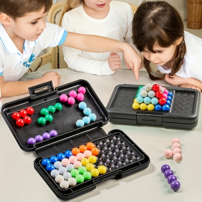 Image of 1pc 3d Puzzle Brain Teaser Puzzle Game 200 Challenges - 2-in-1 Geometric Bead Toy For Kids & - Portable Travel Case For Road Trip & Airplane - Educational Gift