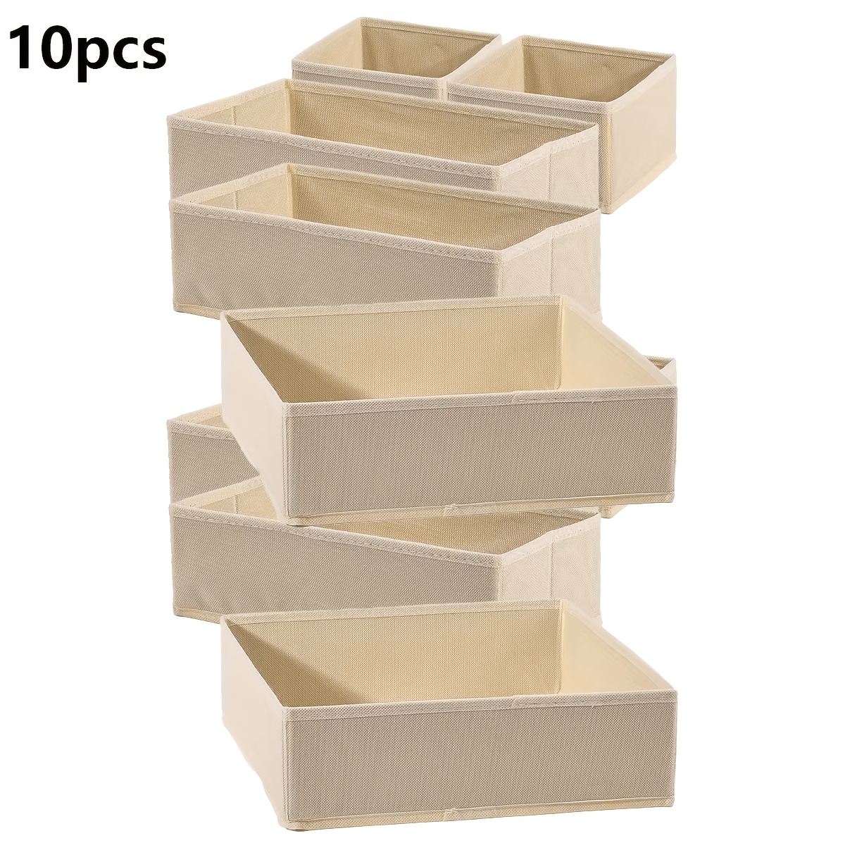 TEMU 10 Cajas de Almacenamiento Plegables de Tela sin Tapas - Cestas de Tela Plegables, Ideales para Guardar Ropa Interior, Sostenes, Calcetines y