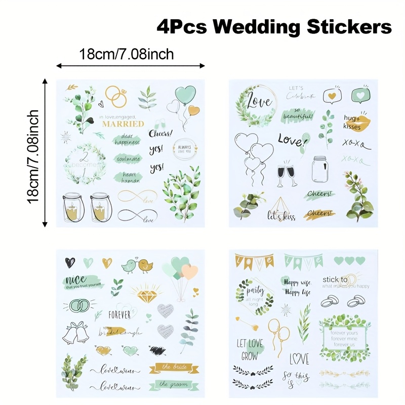 Image of 4pcs,green Wedding Stickers,leaf Vine Stickers,green Theme Party Decoration,wedding Bride Party Decoration,rustic Wedding Decor,birthday Party Supplies,baby Shower Party Decor,event And Party Gifts