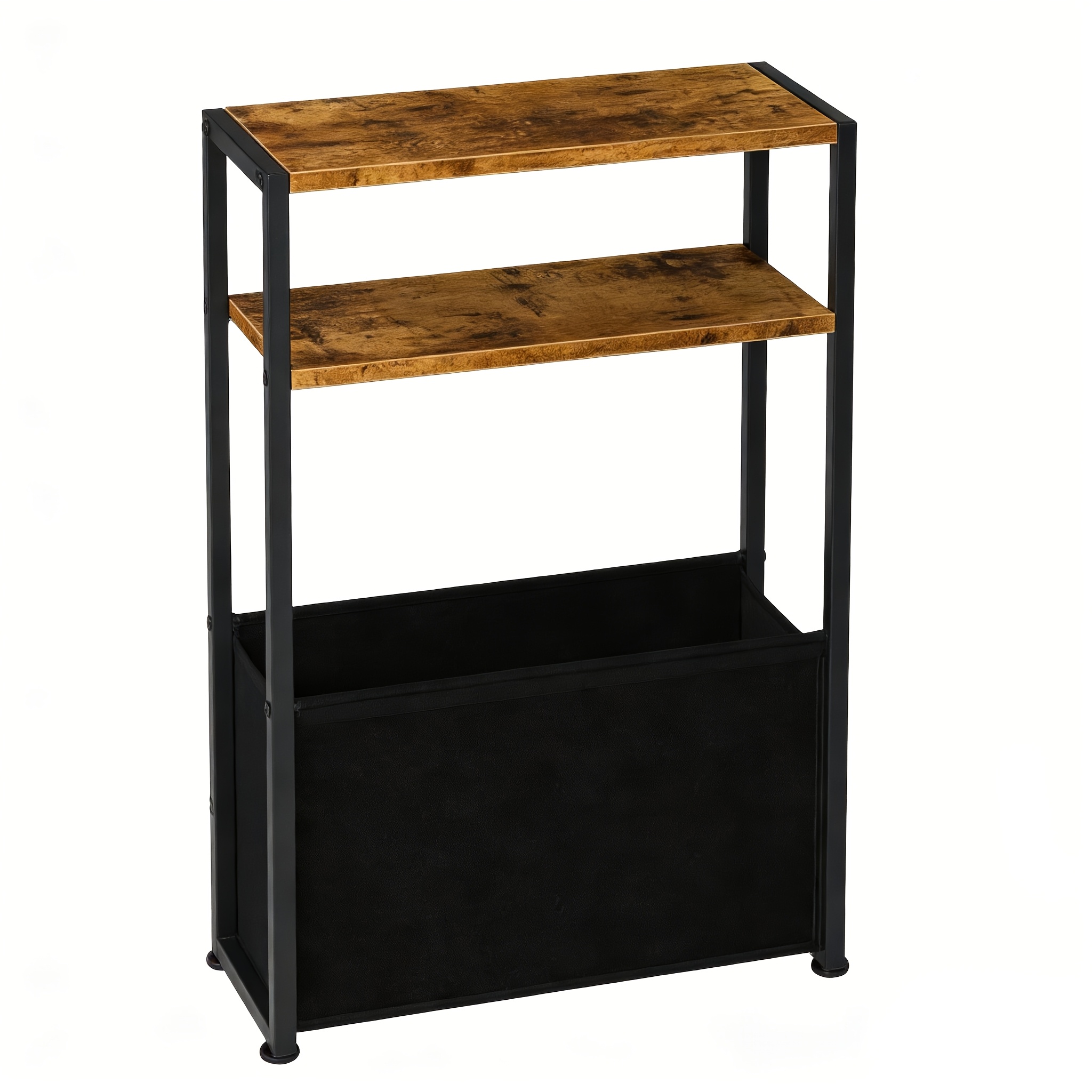 Narrow Side Table With Fabric Storage Basket, Size 65x40x18 Cm-suitable For Bedrooms And Living Rooms With Space, Compact And Portable, With Storage Basket, Load Capacity 13.6kg, Standing Shelf
