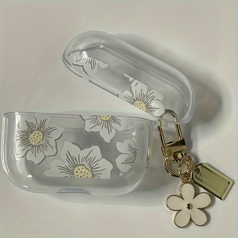 Fashionable White Floral /1/2/3 Case, Wireless Earbuds Protective Cover, Drop-proof Storage Case