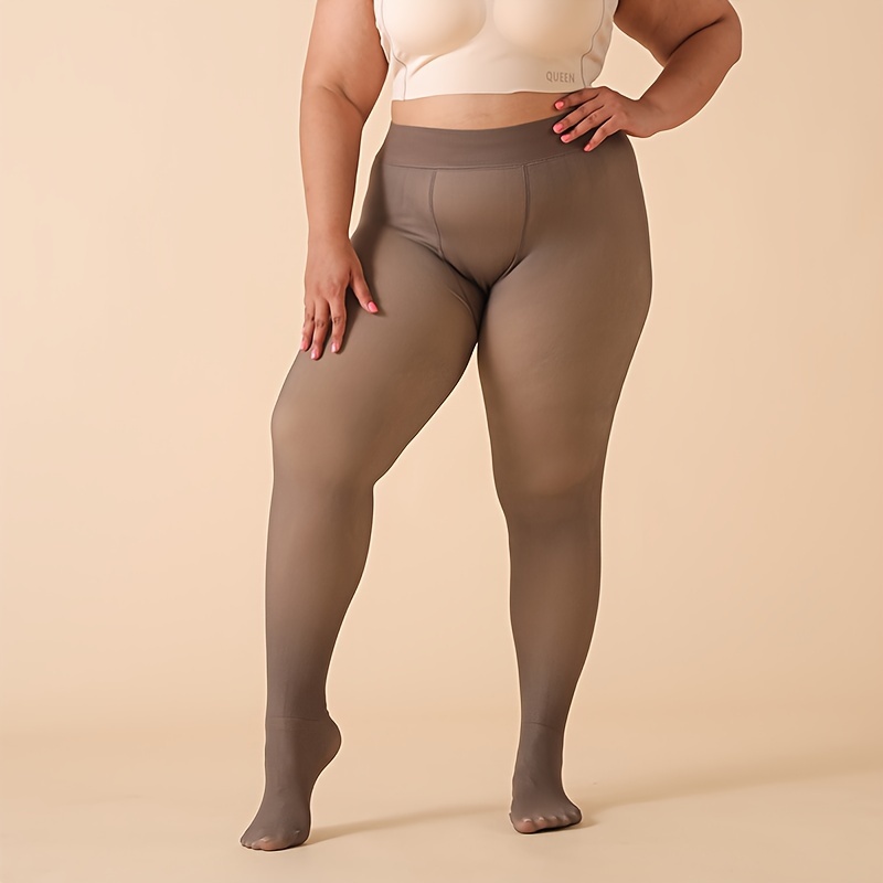 Plus-Size Women'S Thickened Fleece-Lined Tights for Autumn And Winter, Warm Leggings with High Elasticity.
