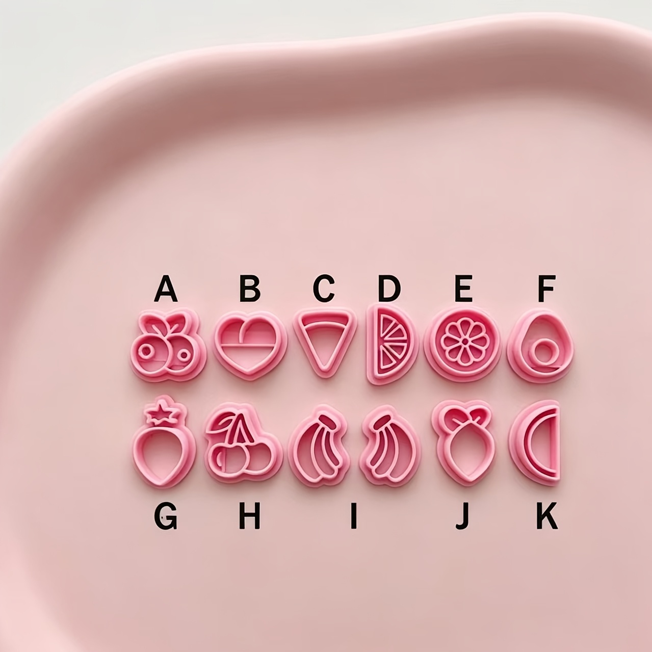 TEMU 12pcs Cute Fruit Polymer Clay Cutter Set, Blueberry Peach Watermelon Orange Avocado Strawberry Lemon Shaped Clay Earring Cutters, Diy Bohemian