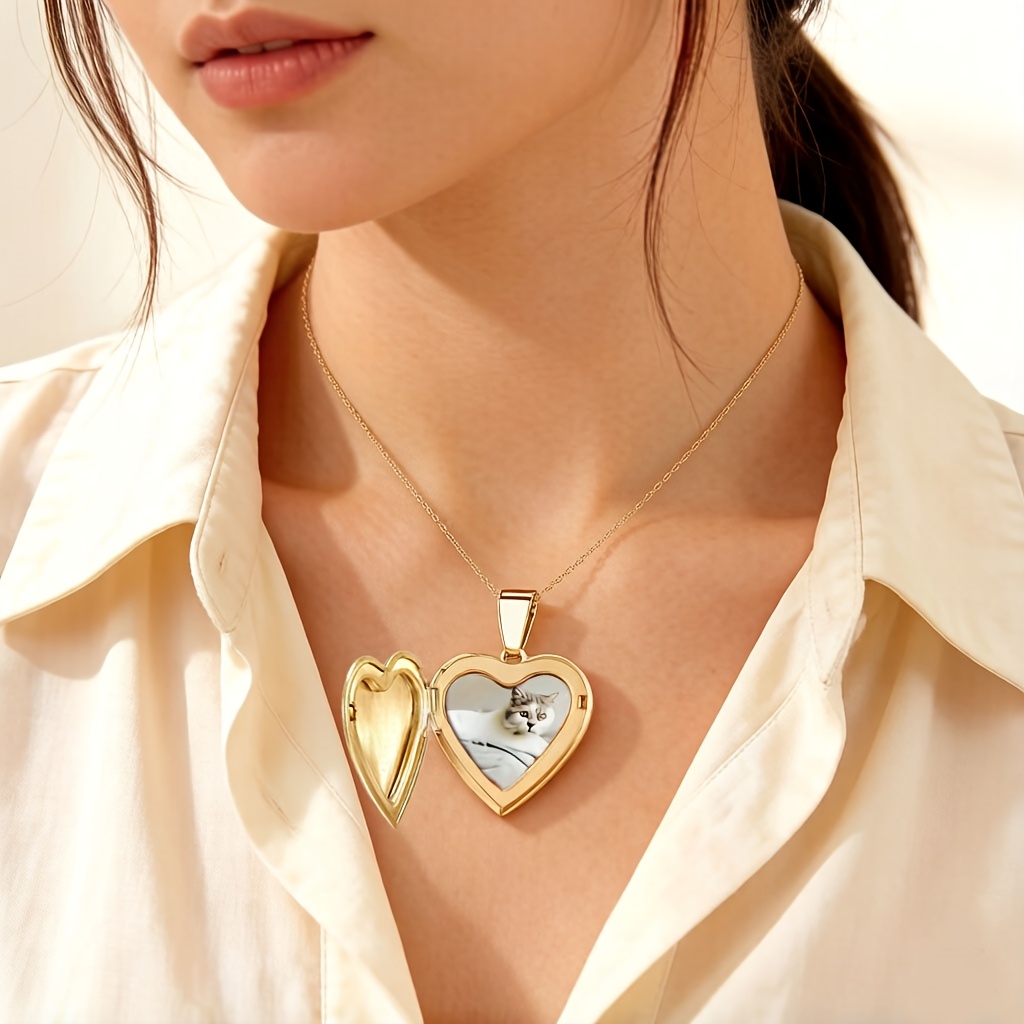 MeMeDIY Collana Personalizzata Con Medaglione A Cuore - Ciondolo Portafoto In Acciaio Inox 316L Con Incisione, Regalo Commemorativo Per Donne - 6