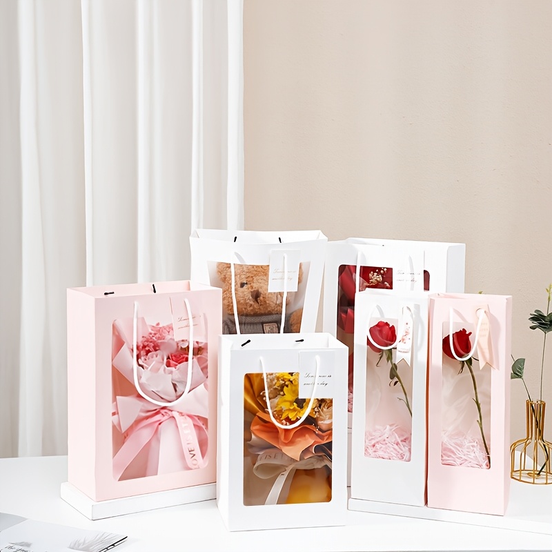 

10pcs Creative Window Gift Bags, Transparent Carrying Bags With Display, For Day, Valentine's, Weddings, , Thanksgiving, Father's Day, Anniversaries, Graduations, Teacher's Day