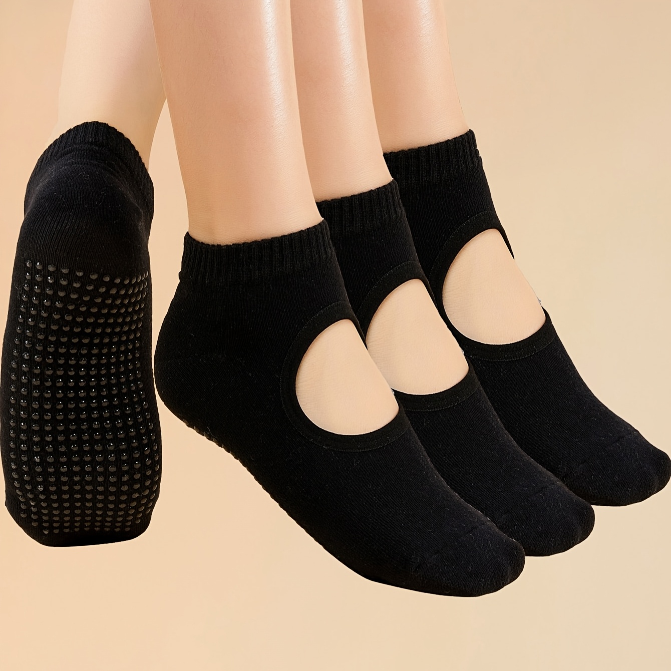 2-pair Non-slip Grip Women's Yoga Socks, Suitable For Pilates, Ballet, And Home Use