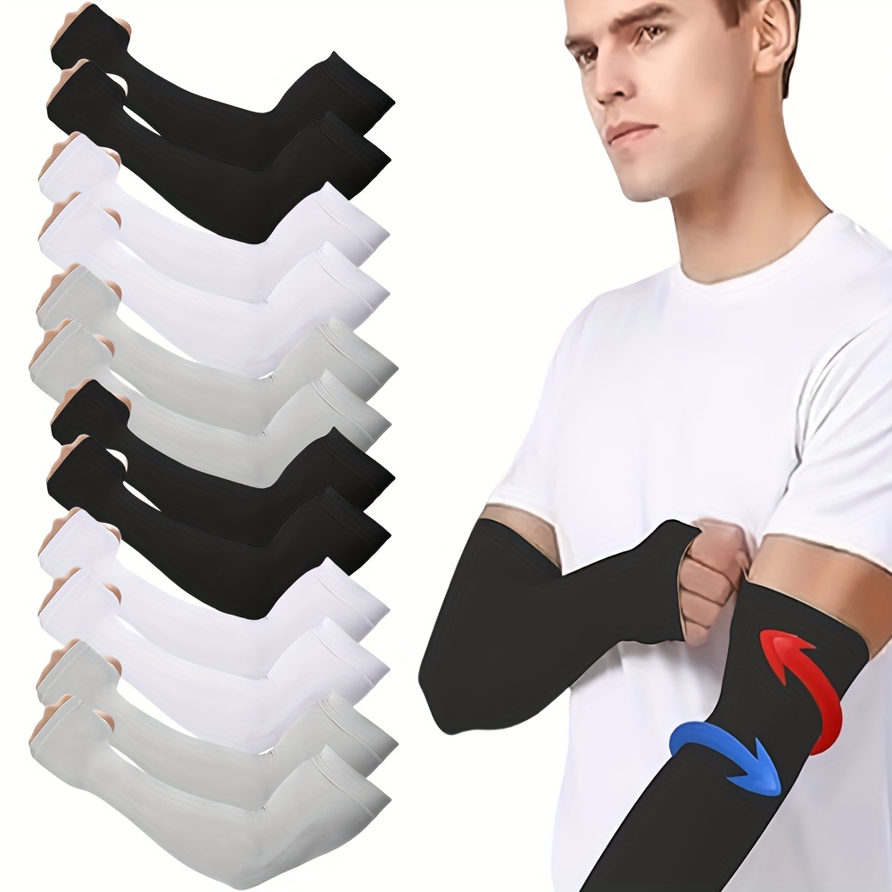 

6pairs Cooling Uv Protection Arm Sleeves, Breathable Plain Color Sleeves, Suitable For Summer Outdoor Activities