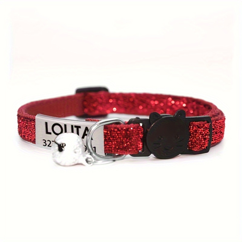 TEMU Collar de Gato Personalizado con Placa de Identificación Grabada & Campana - Diseño de en Múltiples Colores, Colgante con Personalizado para