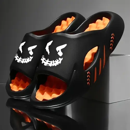 mens fashion cartoon print lightweight indoor outdoor shower beach vacation sports slippers trendy versatile for couples daily casual wear durable eva structure unisex design