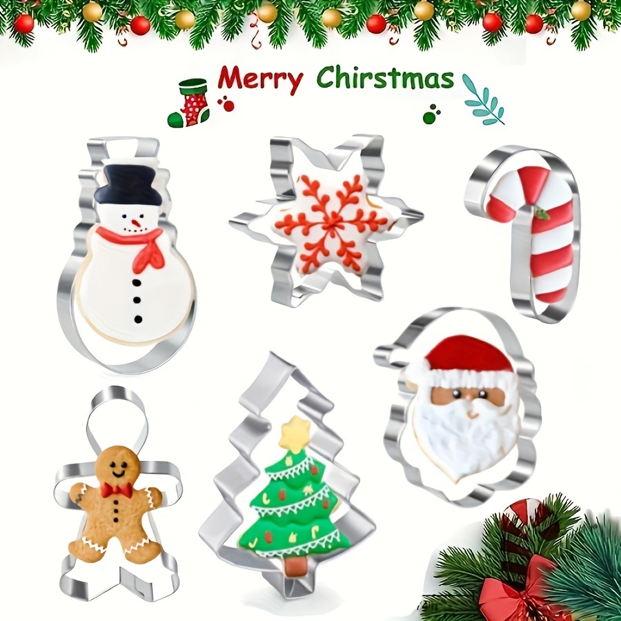 6pcs set stainless steel christmas cookie mold set suitable for making cakes biscuits etc diy baking tools kitchen props baking tools cake decorating   decorative molds themed baking tools   baking tools durable molds baking set kitchen gadgets holiday cooking bakers and pastry chefs best for christmas   thanksgiving christmas cookie cutter stainless steel cookie cutter christmas tree cookie cutter Product details 0