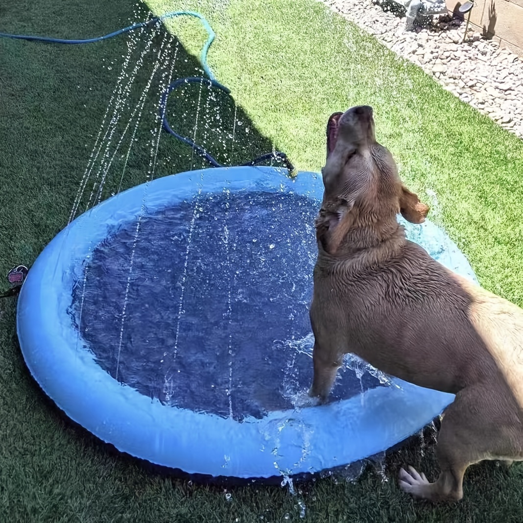 TEMU Extra Thick Dog Sprinkler; Portable ; Mat; Suitable For Cats And Dogs; Non-slip And Durable Summer Pet Pool; Suitable For Small Dogs; 0.3mm