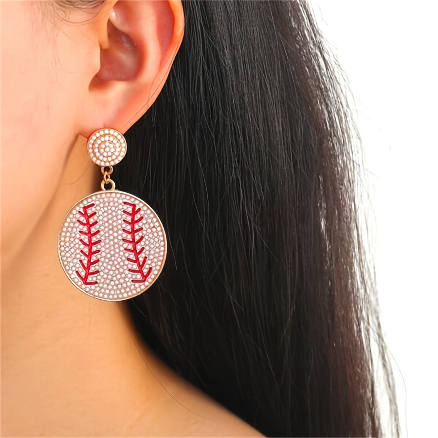 

1 Pair Fashion Vintage Style Softball & Dangle Earrings For Women, 14k Golden Plated, Pearl , Copper Base, Vacation Look, Suitable For , All