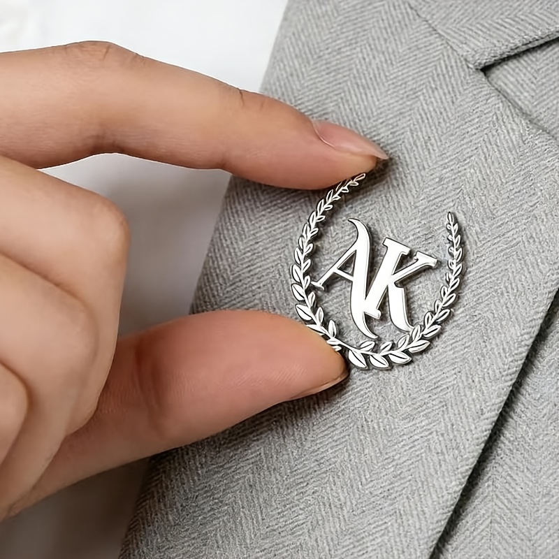 TEMU Custom Wheat Ear And Flower Name Brooch - Personalized 304 Stainless Steel Bohemian Style Exquisite , Elegant Wedding Party Accessory, Gift For