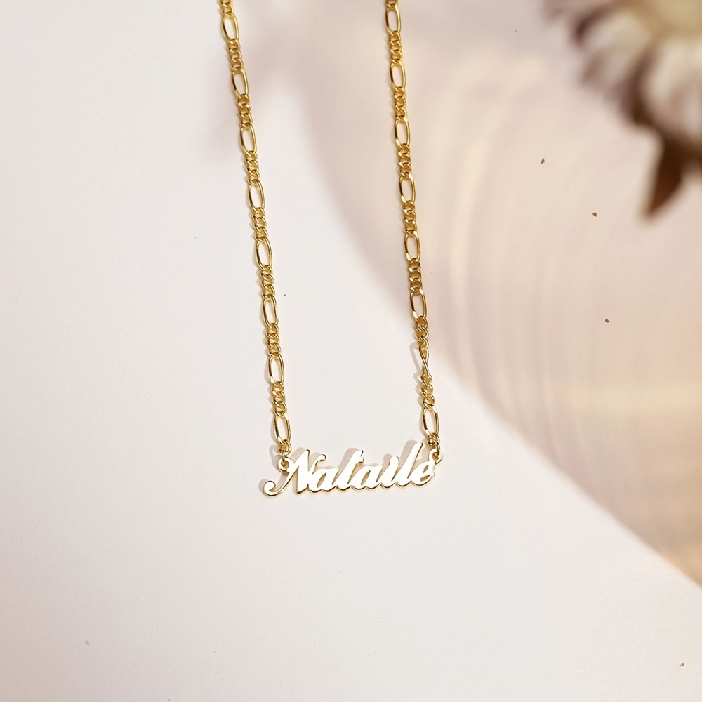TEMU Custom 18k Plated Women's Necklace, Minimalist Chain, Personalized Name Necklace, Exquisite Custom Jewelry Gift For Her On Holidays, Birthdays,