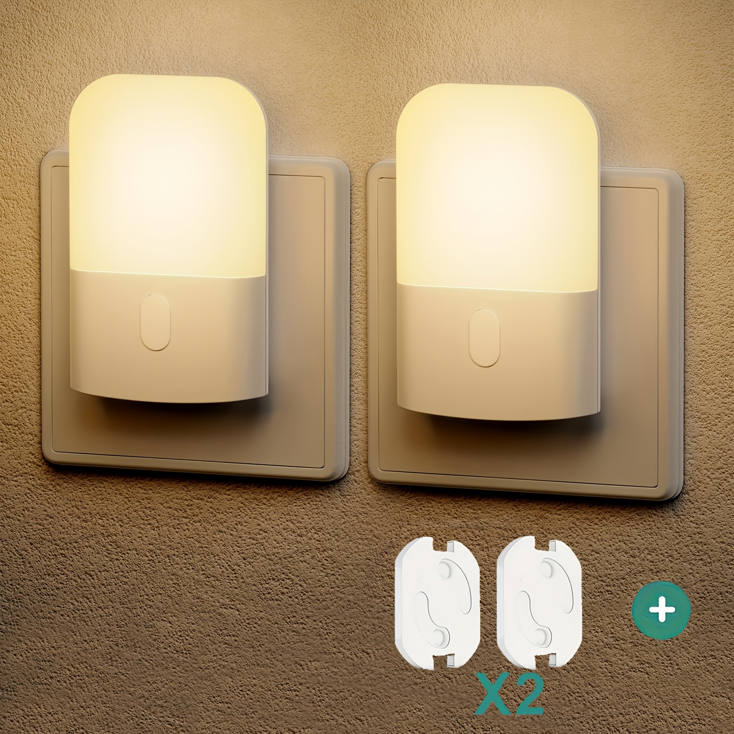 TEMU 2 Led Night Lights Plug Wall, Dimmable Night Light With Light Sensor, Adjustable Brightness Night Light, Soft White 2700k Automatic Night Light