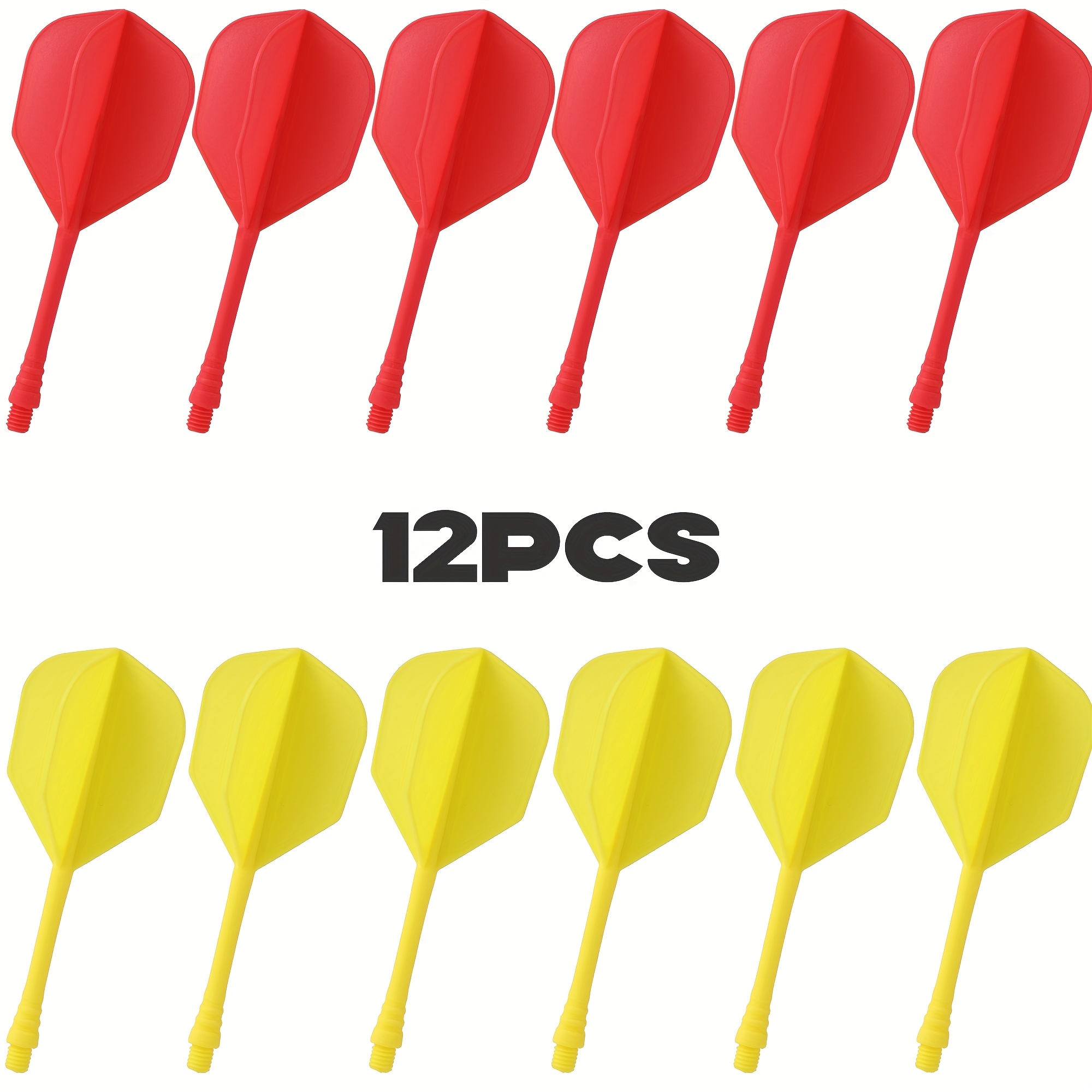 TEMU Huanqu 2ba Universal Dart Flights: 12pcs, One-piece Shatterproof Design, Dual Colors (red & Yellow), Ideal For Professional Dart Accessories Upgrade!, Huanqu