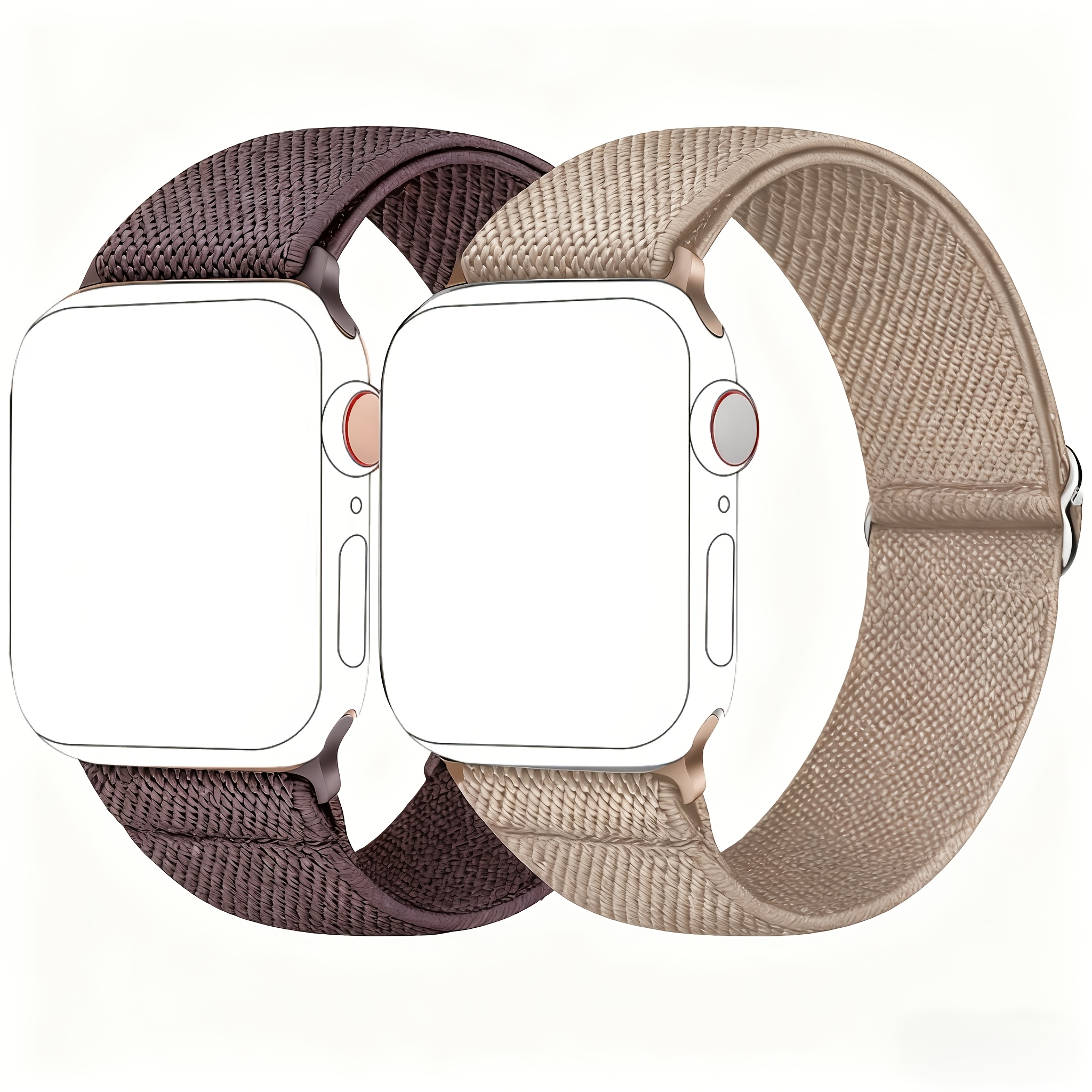 Image of 2 Exquisite Watch Elastic Nylon Woven Straps | Compatible With To 10 Se, Sizes 38mm To 46mm, Chinber Elegant Perfect Gift