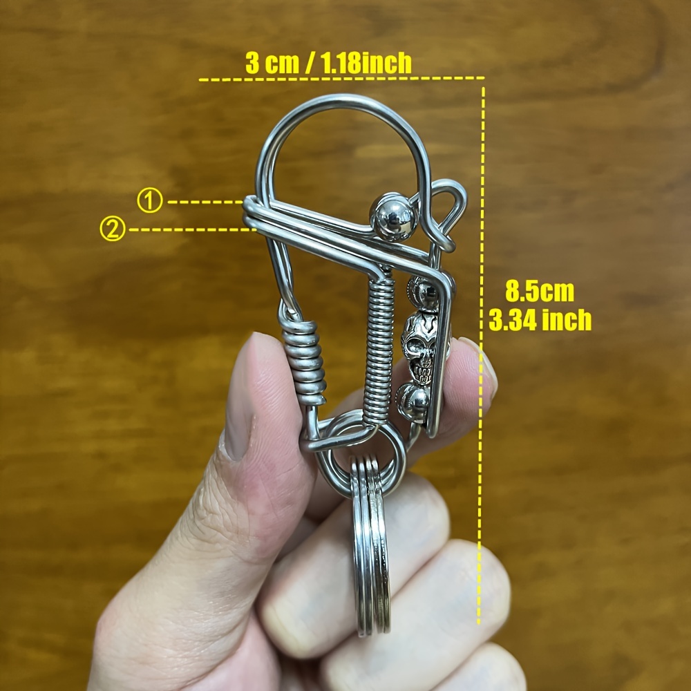 Stainless Steel Keychain for Men Handmade Mechanical Skull Bead Charm  Key Ring Braided Design, cm Durable Car Keychain, American Outdoor 