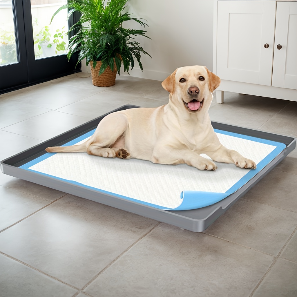 

Non-slip Silicone Dog Potty Tray With Raised - Leak-proof Pee Pad Holder For Floor Protection, 27"x27", Grey