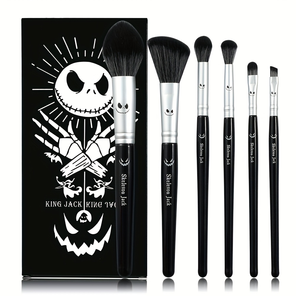 Seria neagră de pensule pentru machiaj Ajunul Crăciunului * creativă gotică pentru machiaj de Halloween din fibre ultra moi cu model craniu, cadou de Halloween