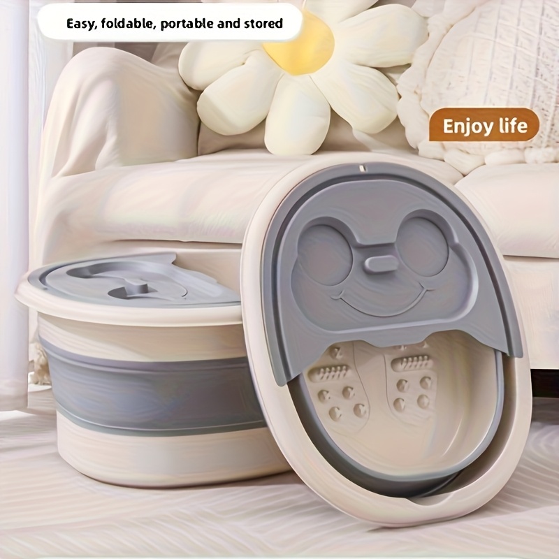 Foldable Foot Bath Bucket With Massage Function Home Use, Thickened Large Capacity Foldable Foot Soaking Bucket With Lid For Adults