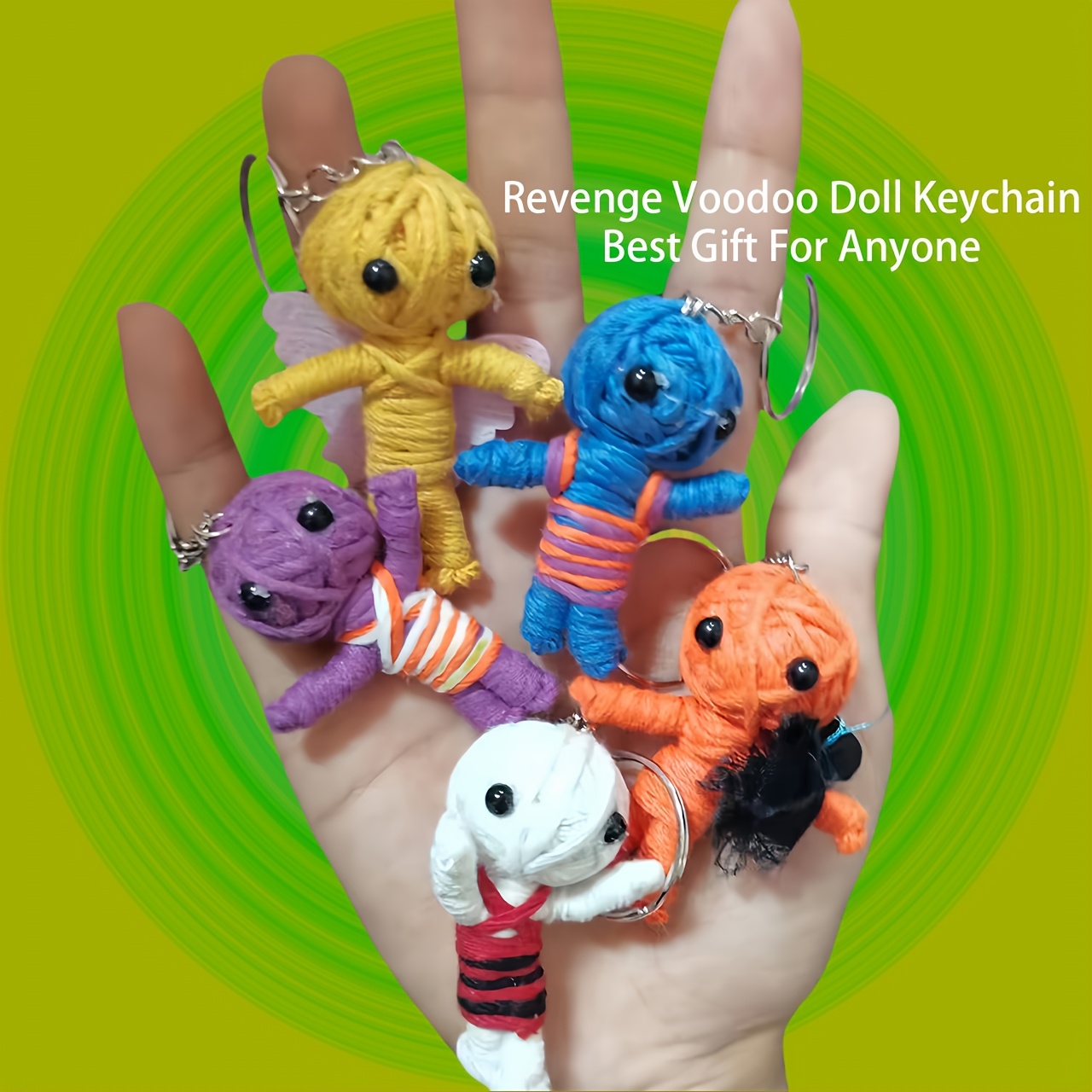 

5pcs Mini Voodoo Doll Keychains - Cute Knitted Halloween Charms, Bags & Backpacks