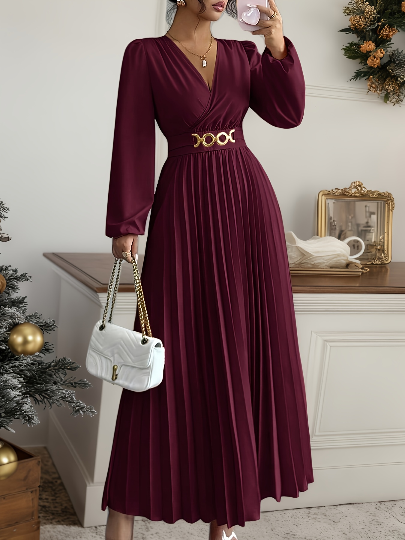 burgundy party dress