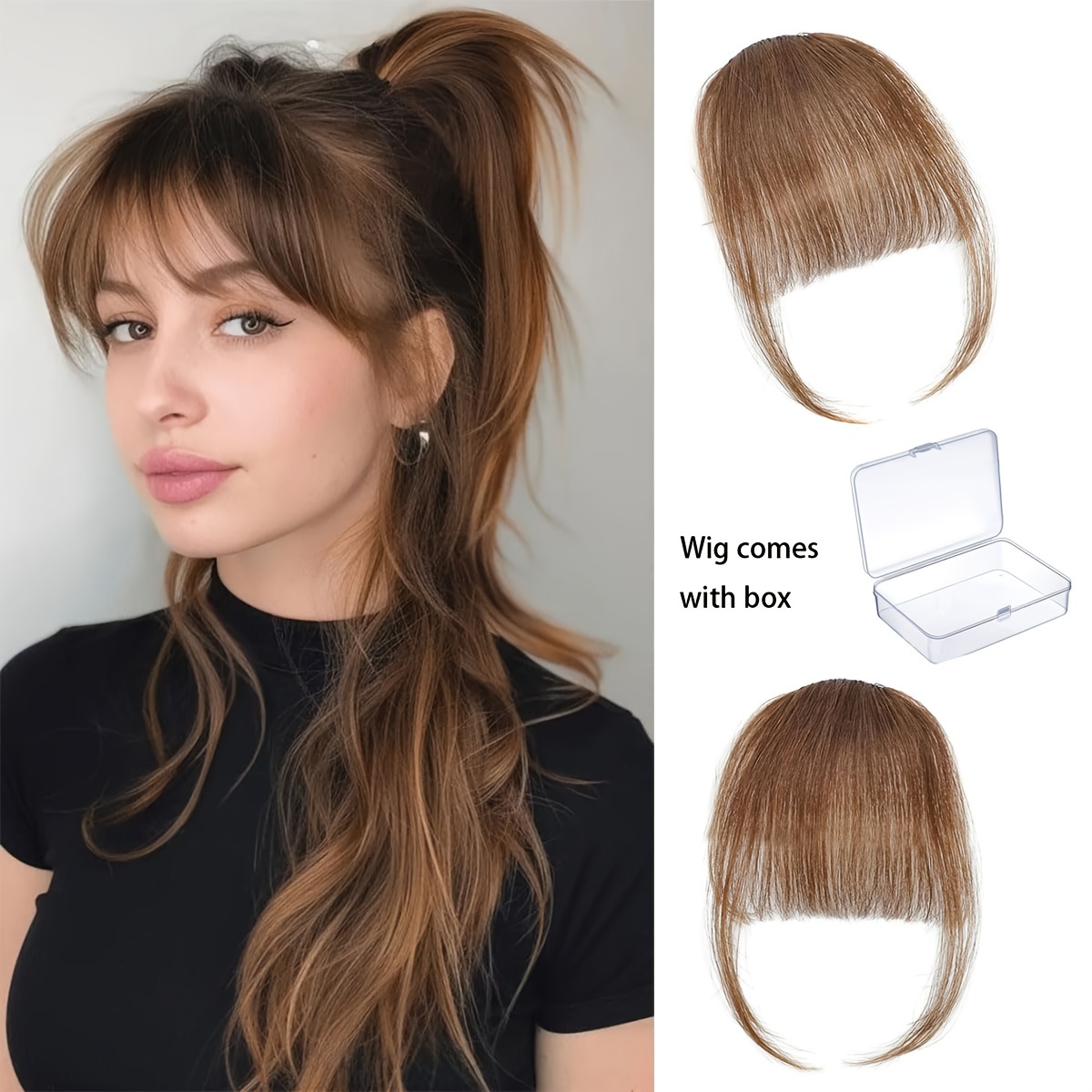 100 real hair clip style bangs with storage box thin bangs clip   bangs sideburns and fine bangs hair extension suitable for womens daily   accessories details 3