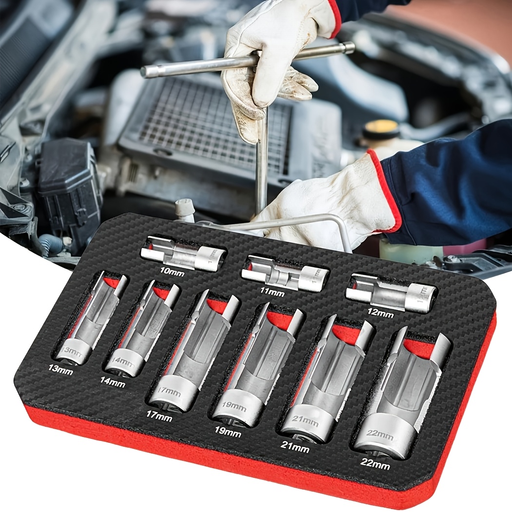 9pcs Sensor Socket Offset Wrench Removal Tool And Thread Tool, 10-22mm