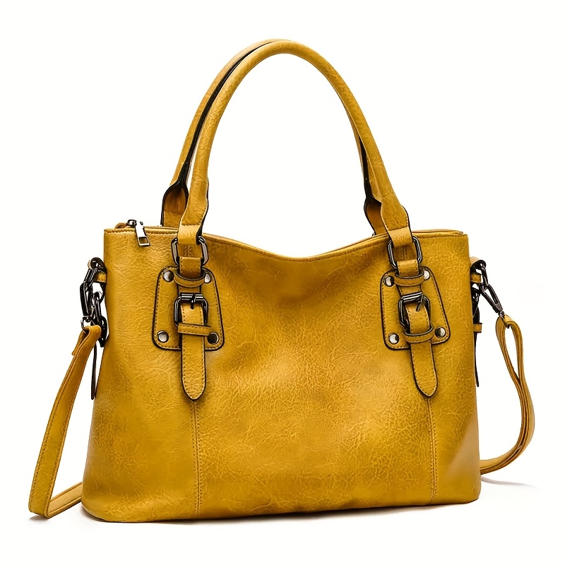 TEMU New Stylish European And American Women's Bag, Vintage And Simple Shoulder Bag, Large Capacity Textured Handbag, Elegant Crossbody, Adjustable