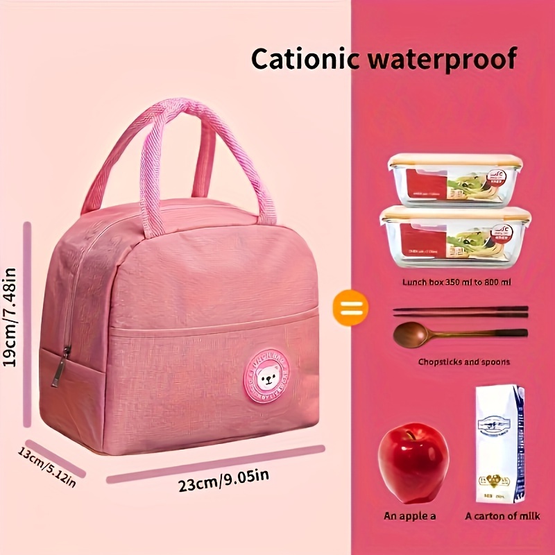 insulated lunch bag   oxford cloth portable lunch tote with aluminum foil lining rectangle thermal cooler bag for   hand wash only details 5