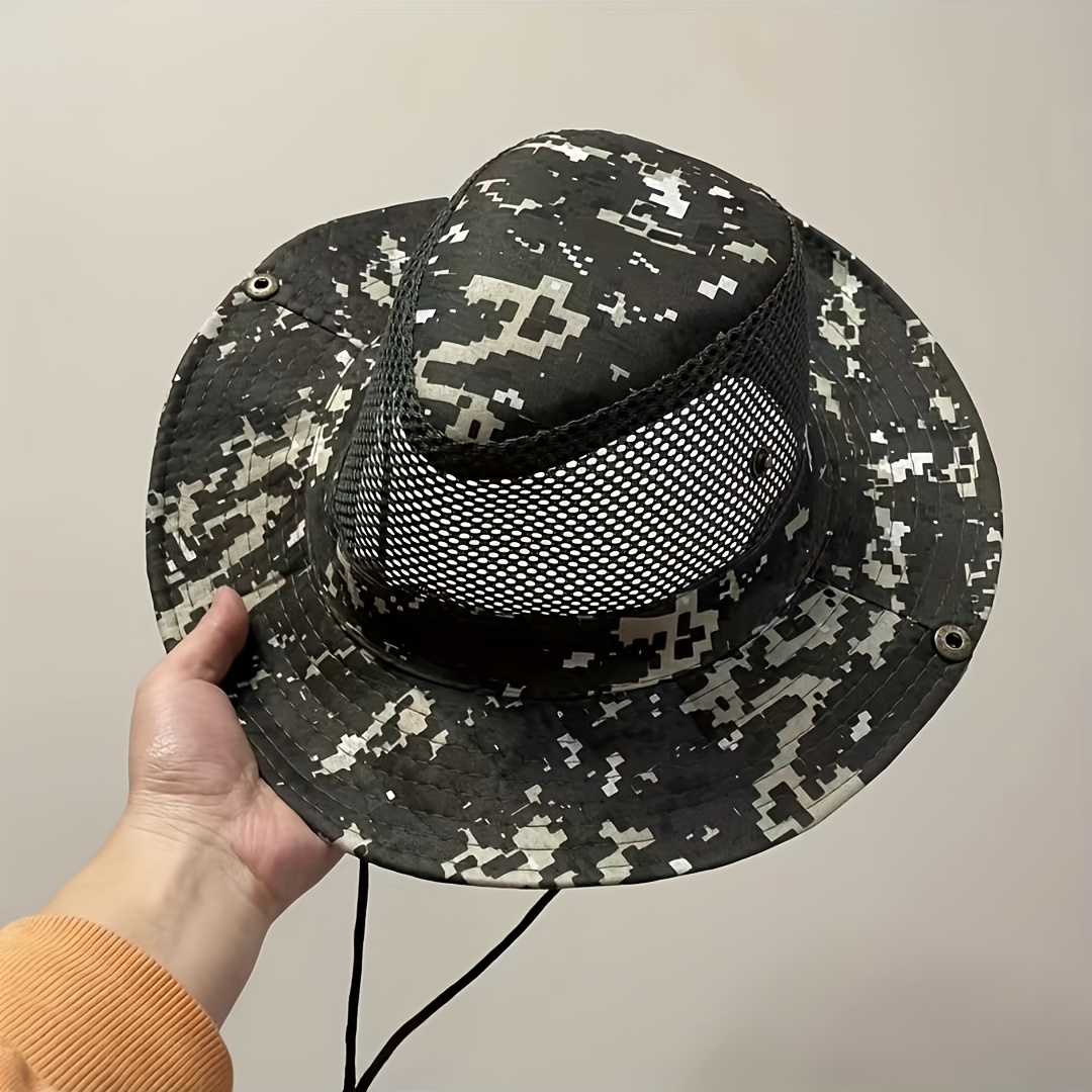 Men's Casual Wide-brimmed Outdoor Sun Fishing Hat For Construction Sites Work.