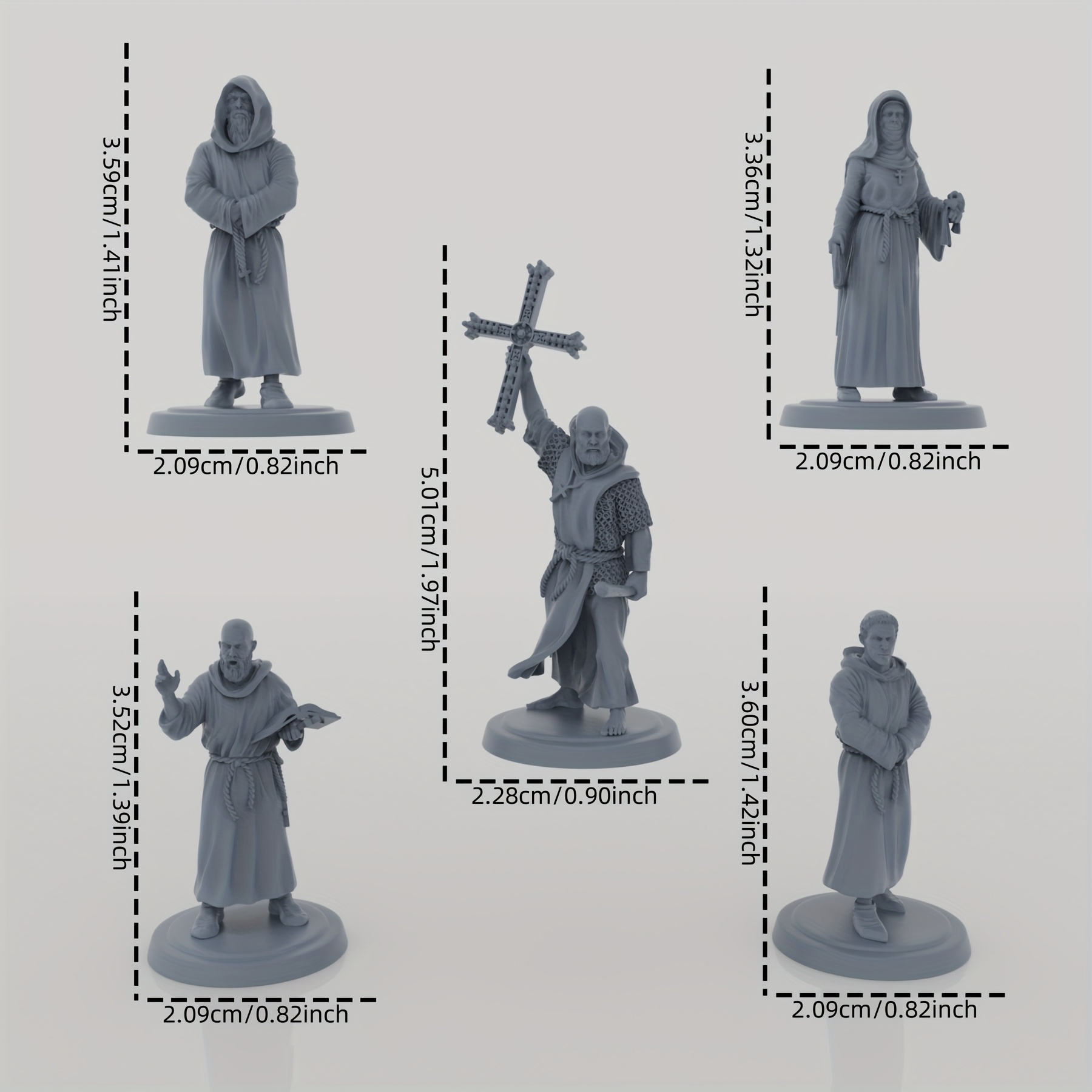 Image of Set Of 5 Medieval Clergy Figures Featuring The Cross, Designed For European Role-playing, , Including A And The Cross