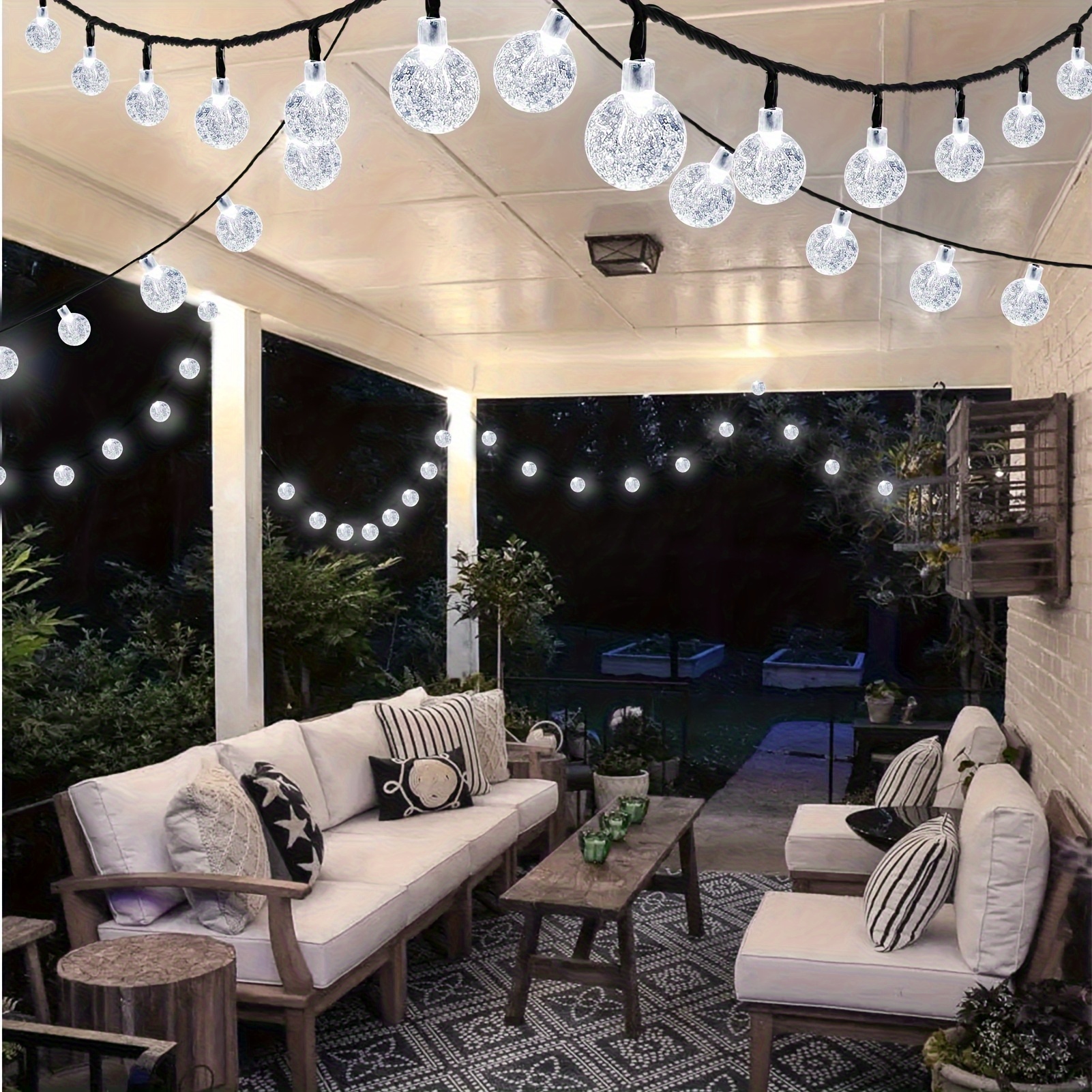 TEMU Solar Garden Outdoor Lights, Outdoor Lighting, Stylish, 8 Lighting Modes Of Solar Light String, Bubble Ball Light String,