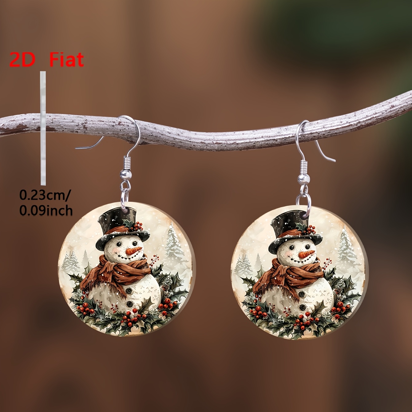 Christmas Cartoon Snowman Pattern Acrylic Earrings, Women's