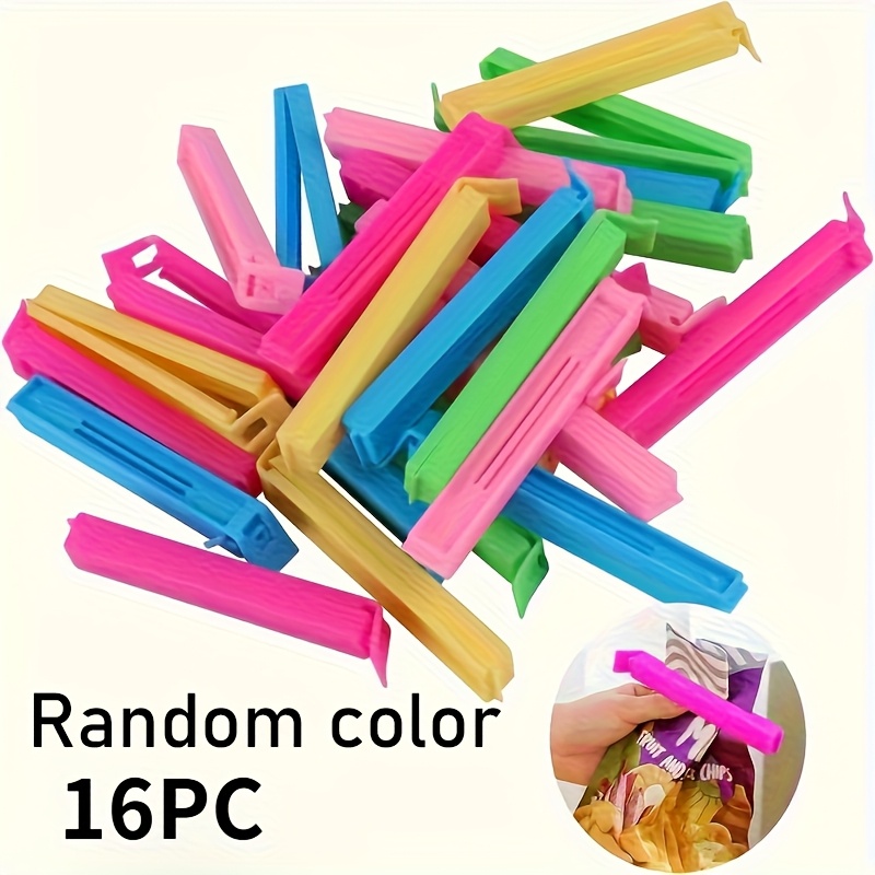 16pcs/26pcs Random Color Plastic Food Bag Clips, Reusable Sealing Clips, Moisture-proof, Dust-proof, Fresh-keeping Kitchen Storage Box And Storage Additions