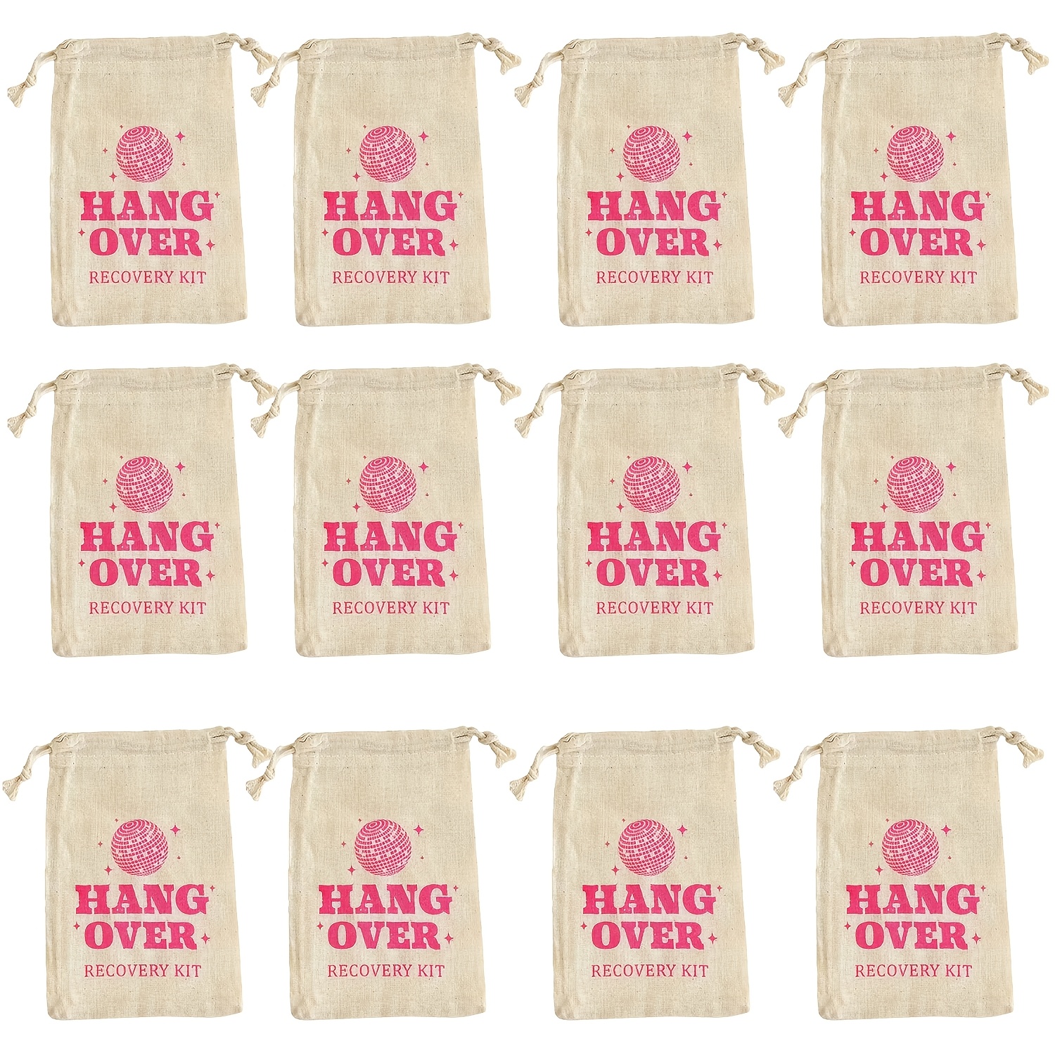 TEMU 12 Kits de récupération contre les de boisson – Sacs à cordon en coton, de fête et cadeaux parfaits pour , les anniversaires et diverses