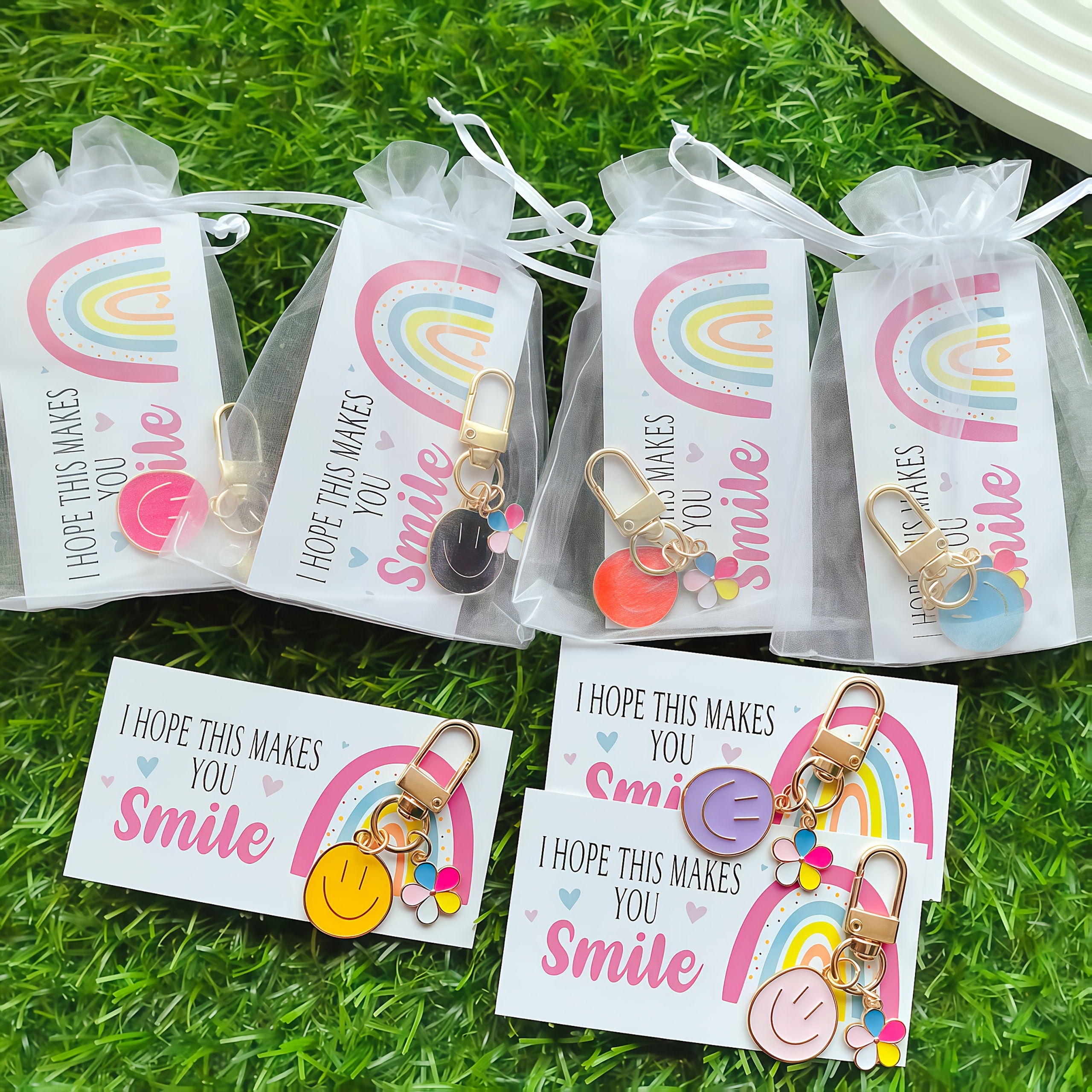 24pcs Colorful Elastic Hair Bands with Thanks Shimmer Cards Party Favors Hair Ties | Glittery Neutrals Seamless Cotton main image 2