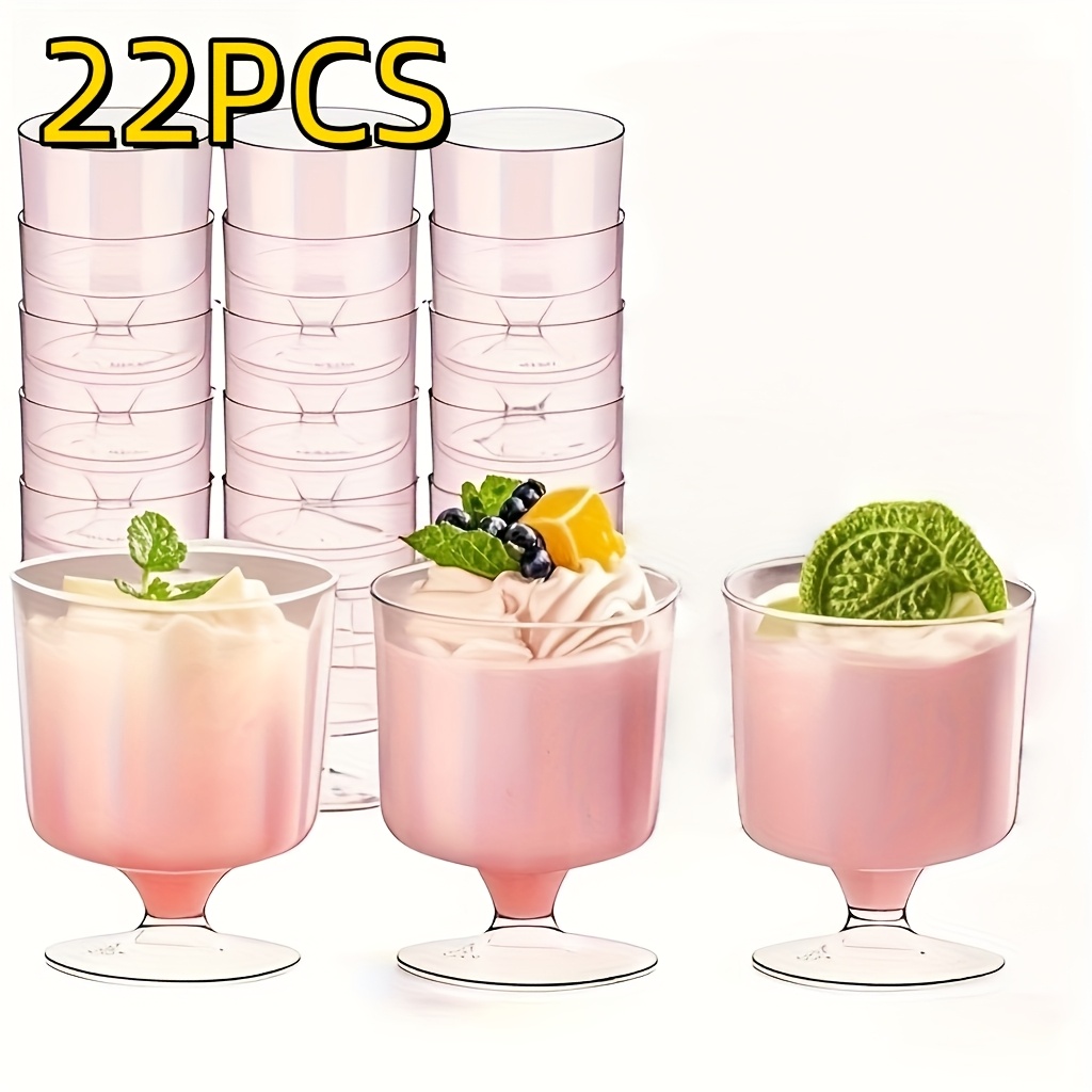 Image of 22pcs Glasses, Flutes, Mousse Cups, Ice Cream, Pudding Cups, Dessert Cups, Beverage Cups, Juice Cups, Suitable For Parties, Holiday Gatherings, Wedding Dessert Table Decorations, And Cake Cups
